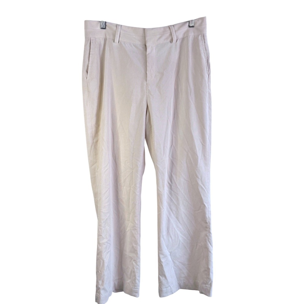 Coldwater Creek Dress Pants Ribbed Stretch 12 Cream‎ Womens Career Trousers